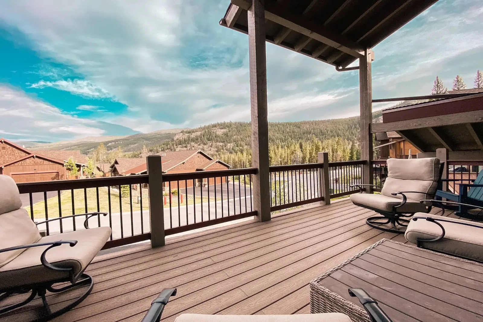 The Alders, Furnished luxury deck facing the Keystone ridgeline, luxury vacation rental in Keystone, Colorado
