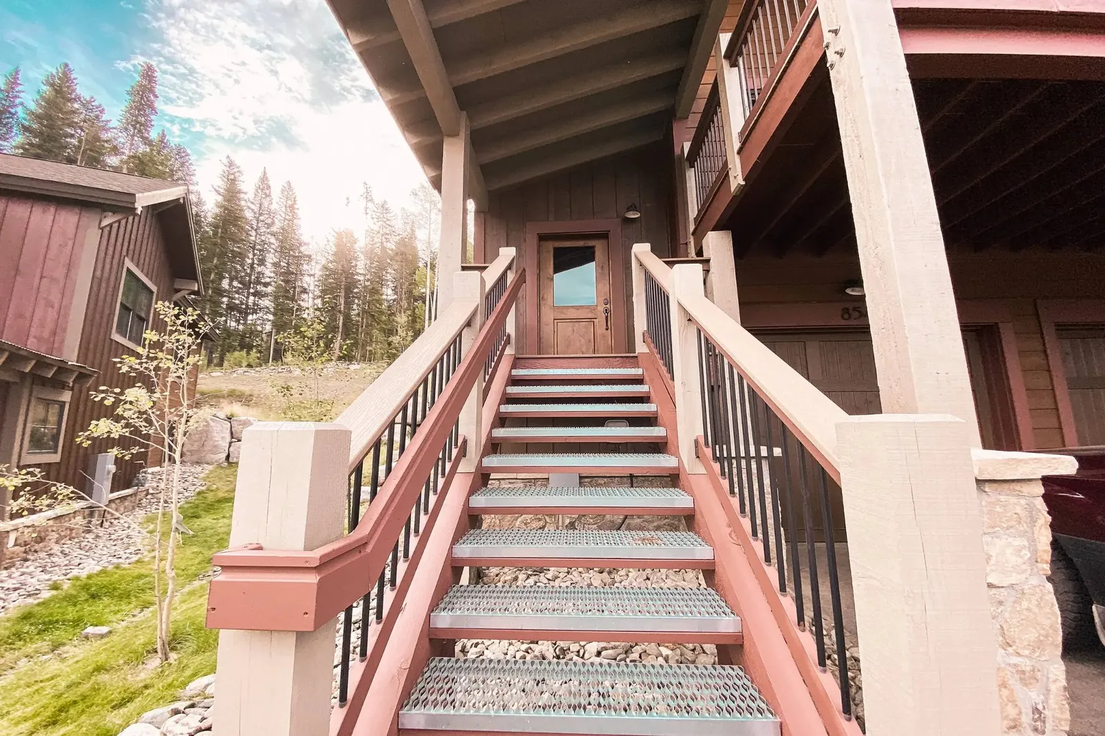 The Alders, Entry stairs, luxury vacation rental in Keystone, Colorado