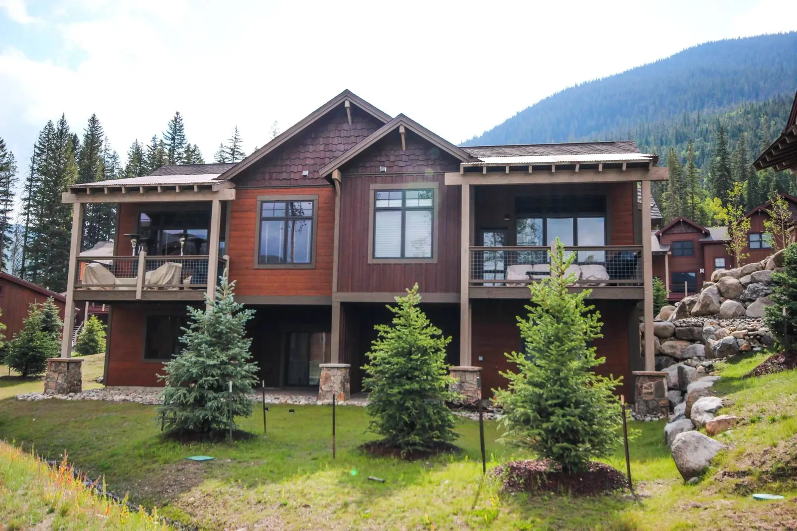 The Alders, Front facade of the home with flower boxes, luxury vacation rental in Keystone, Colorado