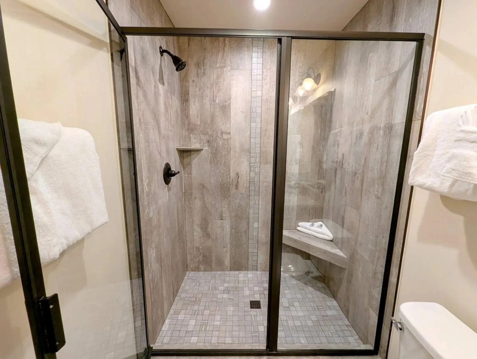 The Alders, Glass-enclosed luxury shower, luxury vacation rental in Keystone, Colorado
