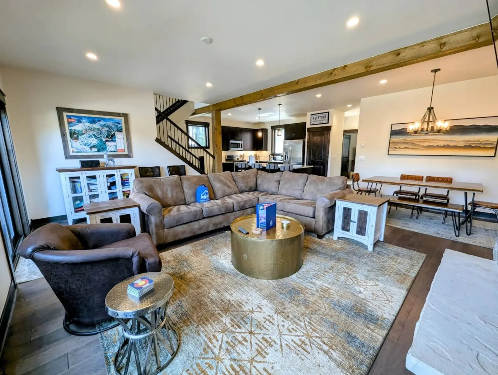 The Alders, Luxury great room with sofas and dining, luxury vacation rental in Keystone, Colorado