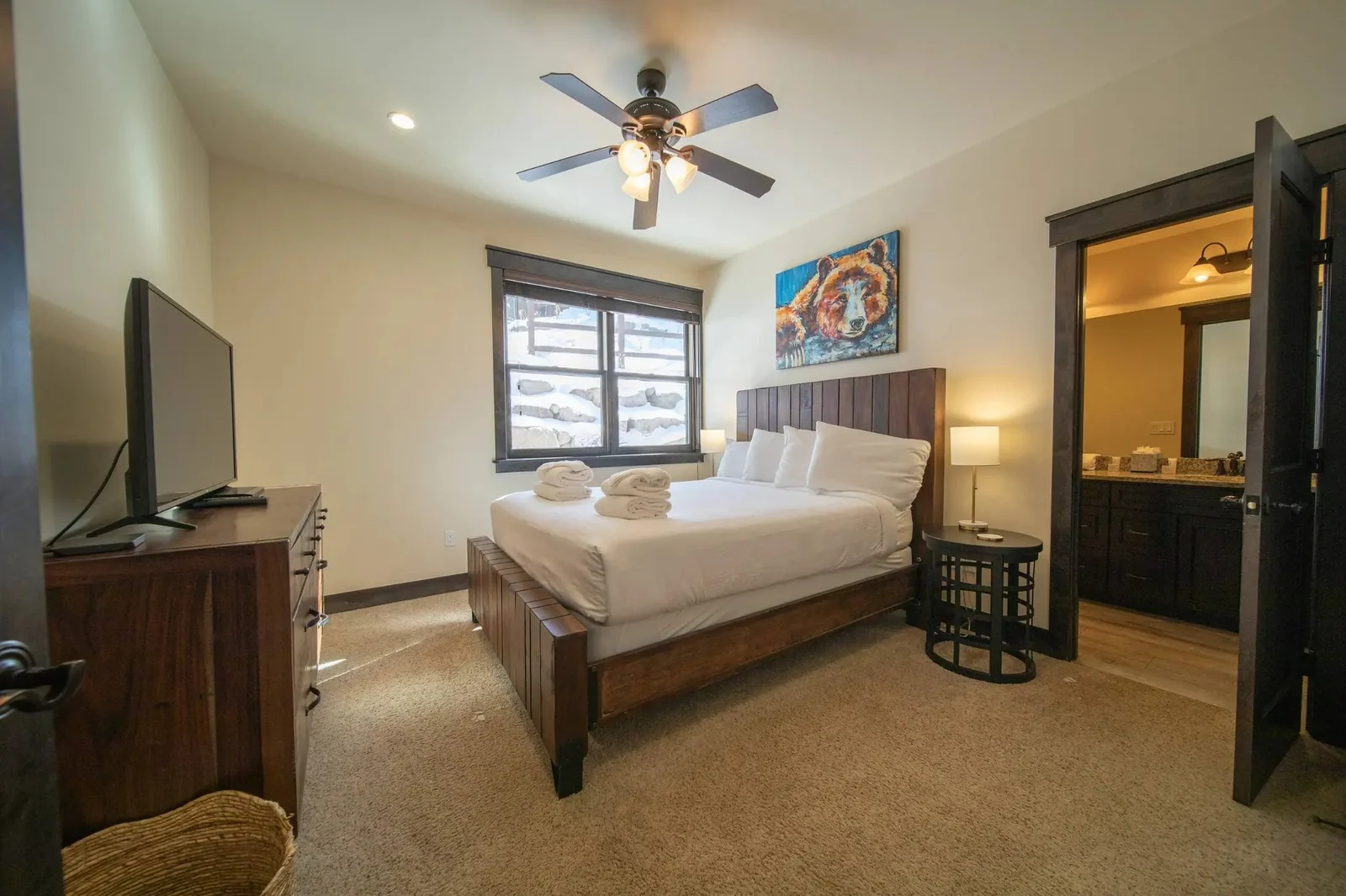 The Alders, Light-filled guest bedroom, luxury vacation rental in Keystone, Colorado