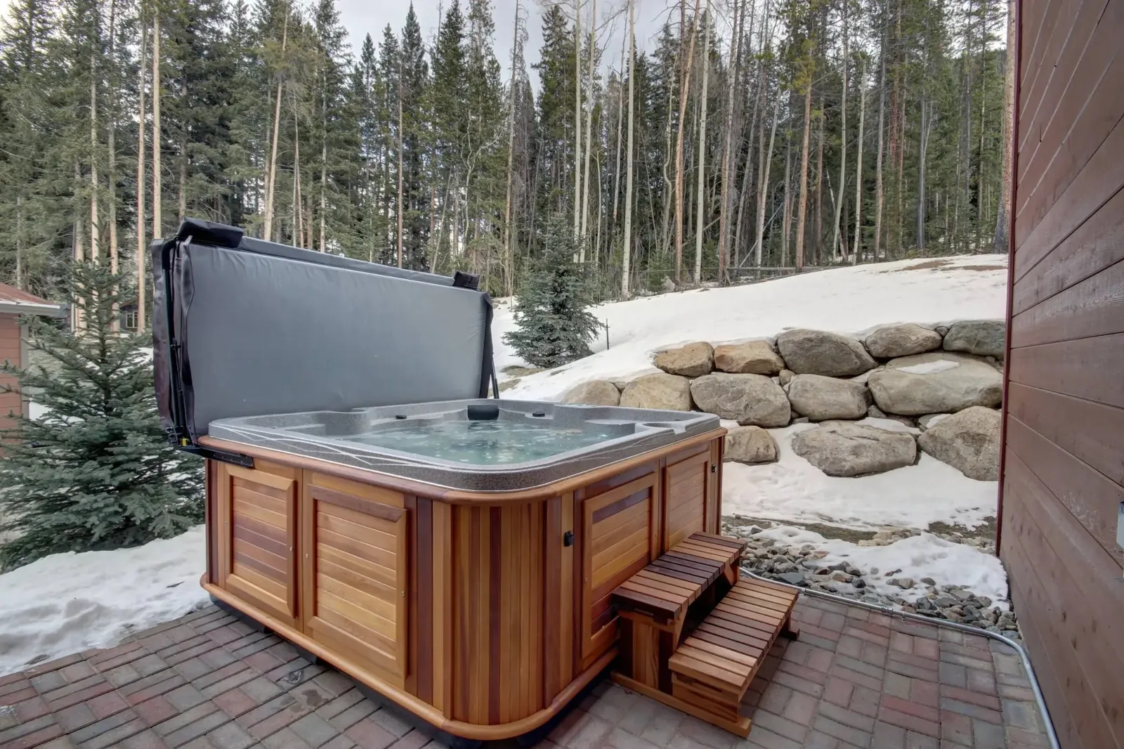 The Alders, Private luxury hot tub with forest views in Keystone, luxury vacation rental in Keystone, Colorado