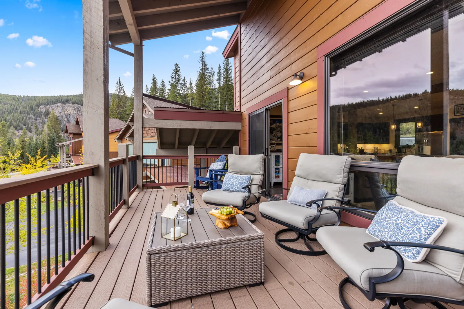 The Alders, Sunlit deck lounge with mountain views, luxury vacation rental in Keystone, Colorado