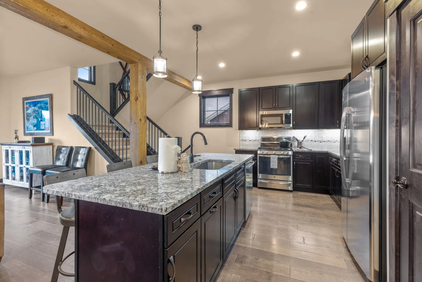 The Alders, Spacious kitchen with island and stainless appliances, luxury vacation rental in Keystone, Colorado