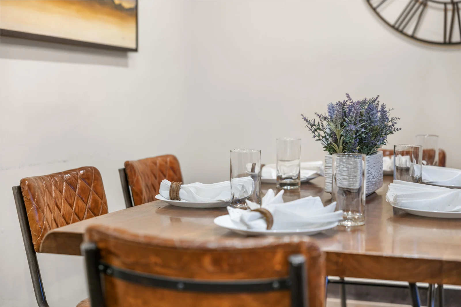 The Alders, Set dining table with mountain-modern chairs, luxury vacation rental in Keystone, Colorado
